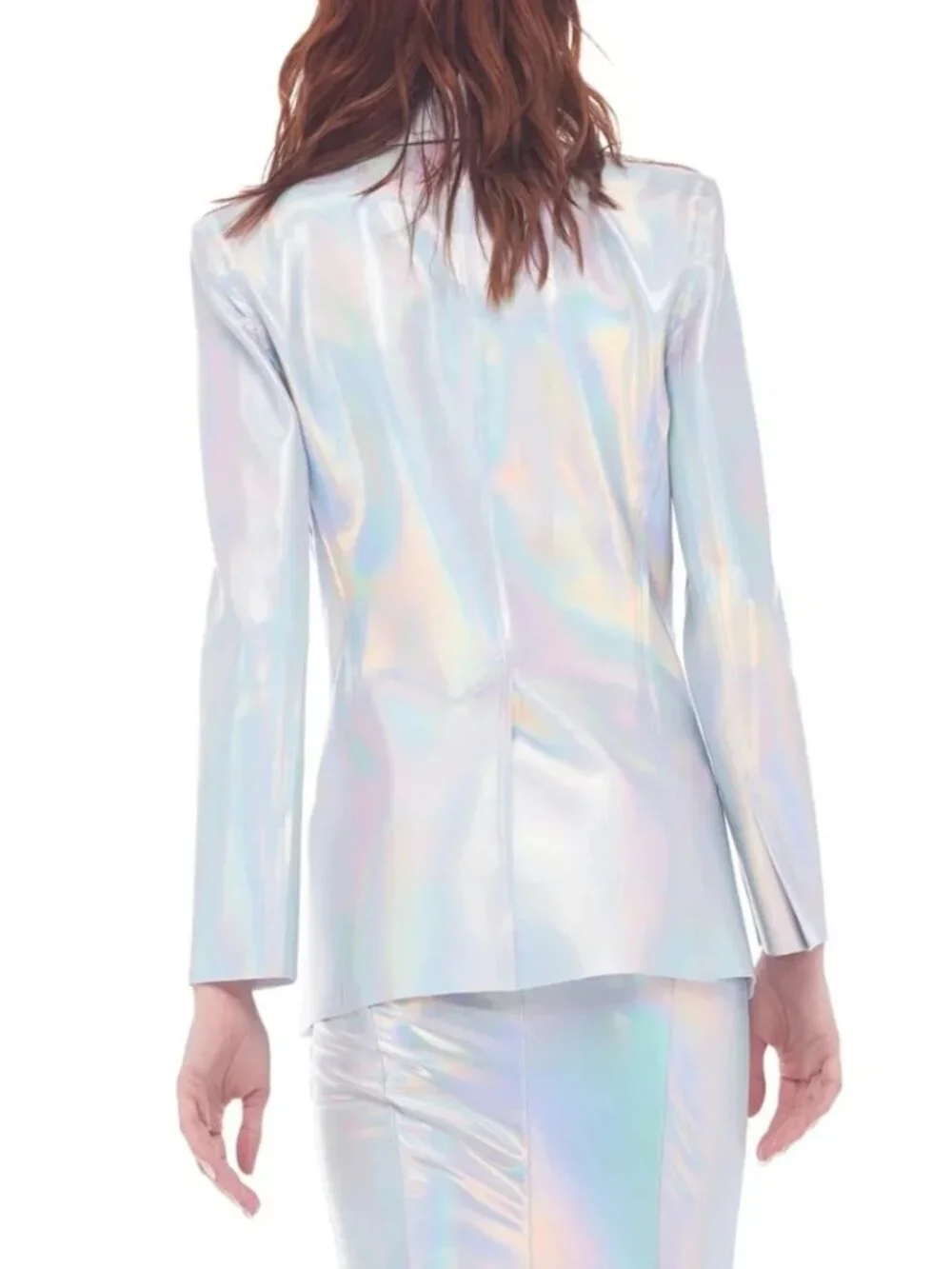 Norma Kamali silver holographic blazer XL/42